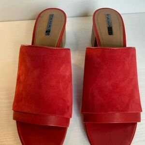 Tahari Red Suede Slide Mules